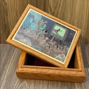 101 Dalmatians Disney Vintage Rare Tile Wood Open Trinket Treasure Jewelry Box
